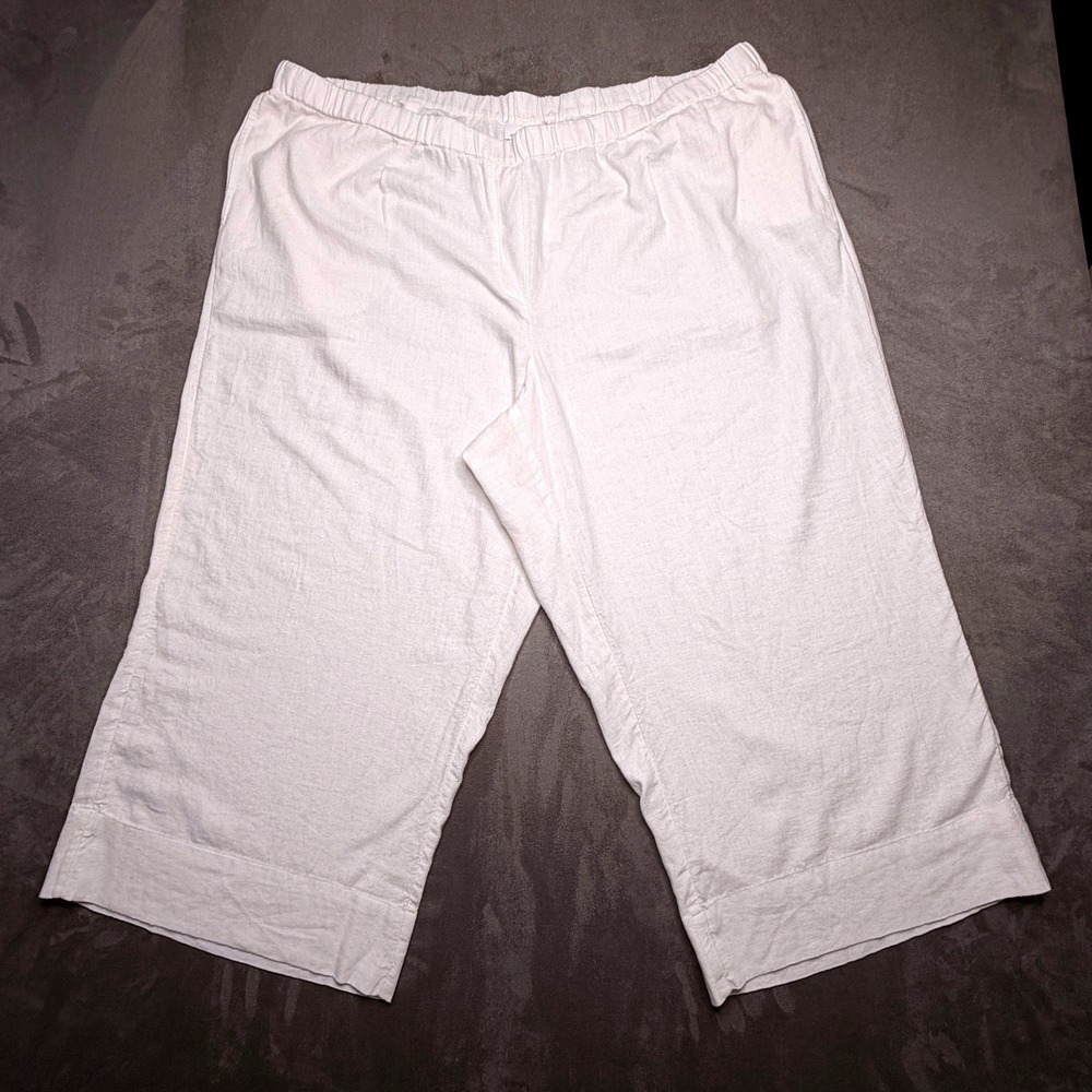 Pure Jill Elements J. Jill White Sailcloth Linen Crop Pants Plus Size 3X New